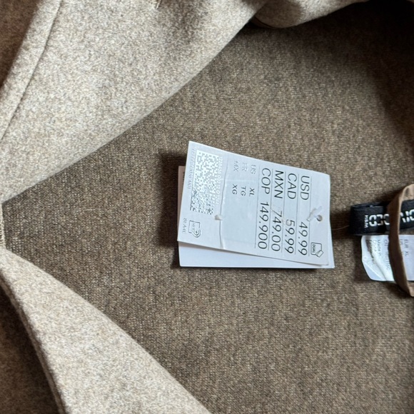 H&M Tan Pea Coat Relaxed Fit Wool Blend - Picture 5 of 5